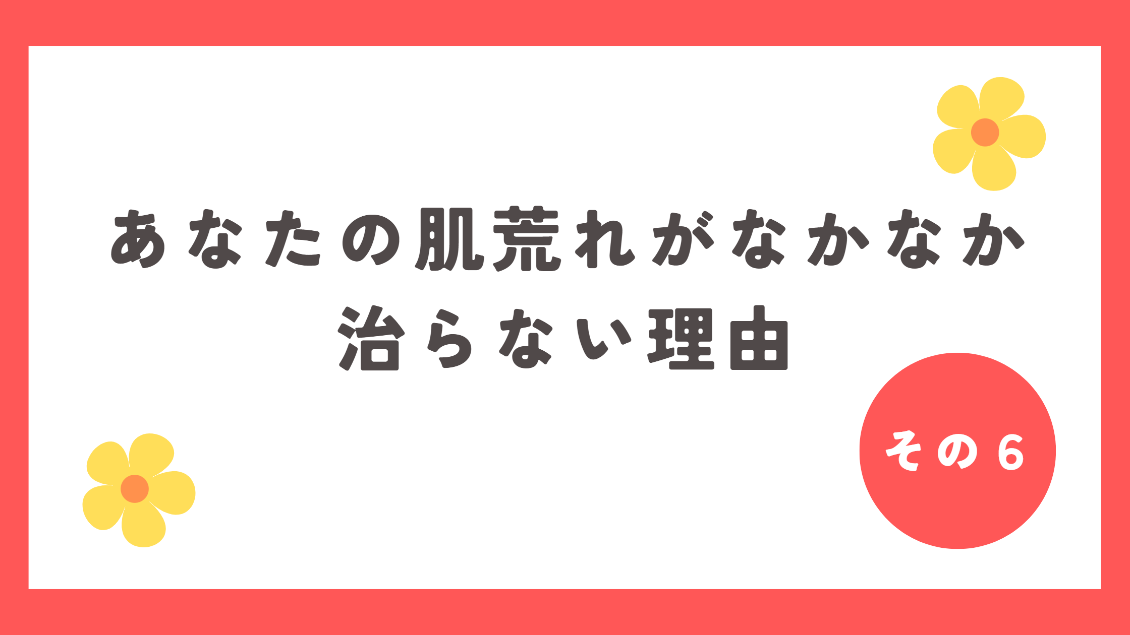 Read more about the article 【その６】あなたの肌荒れがなかなか治らない理由